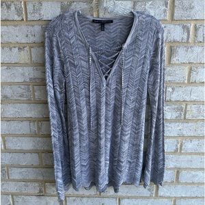 White House Black Market Silver Knit Pullover Sweater, Size S